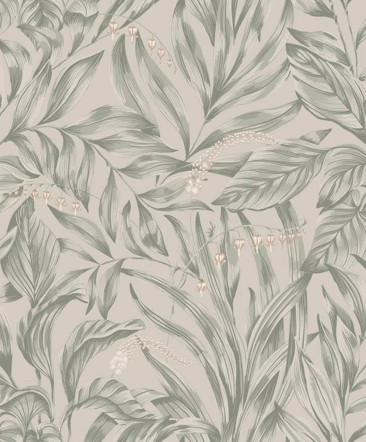 837-18 Elin Kolonin Sage Green Wallpaper By Sandberg