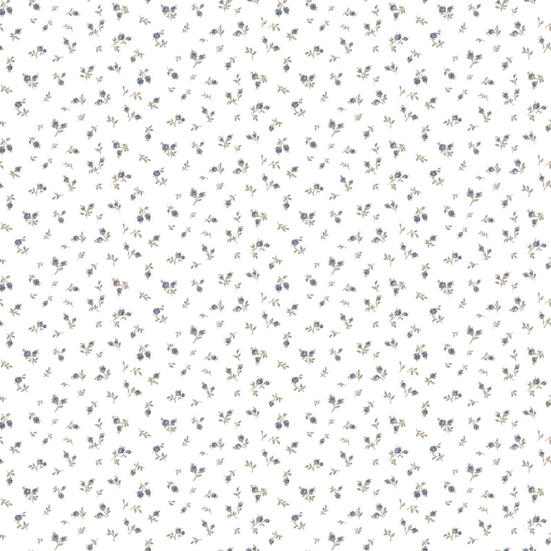Bocciolo Shaby Blue Blooming Garden Wallpaper by Galerie