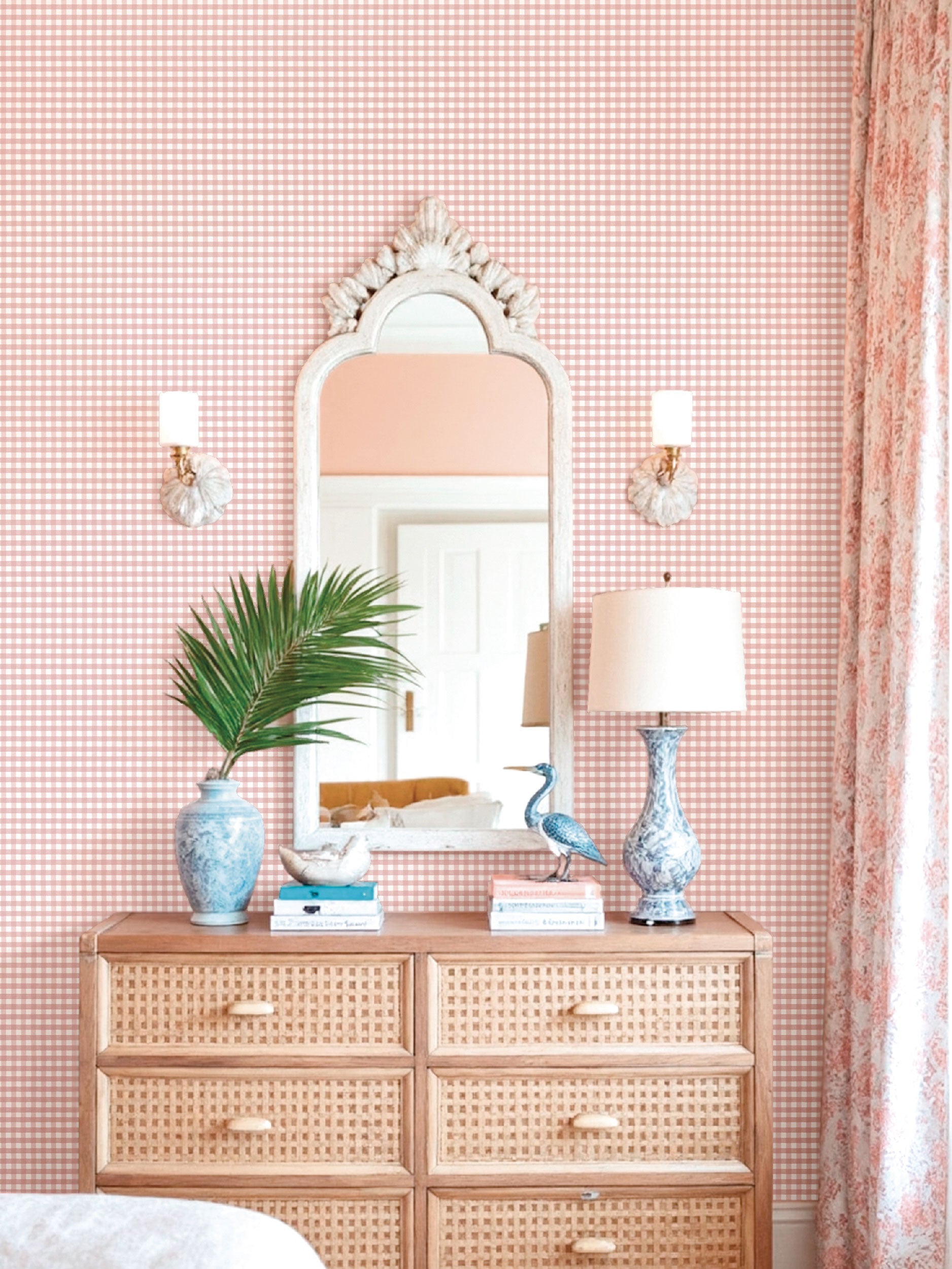 Quadratini Green Pink Blooming Garden Wallpaper by Galerie