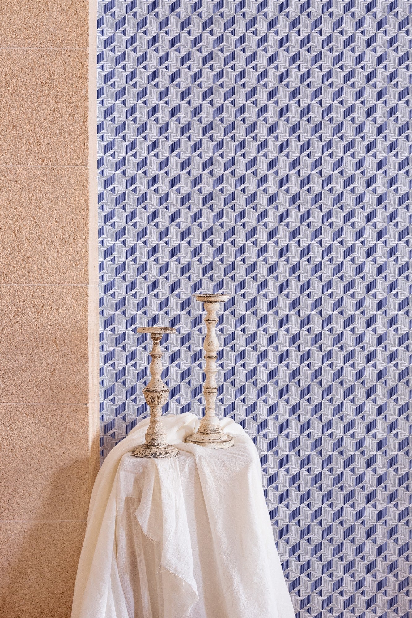 8400012 Inca Navy Mallorca Wallpaper by Coordonné