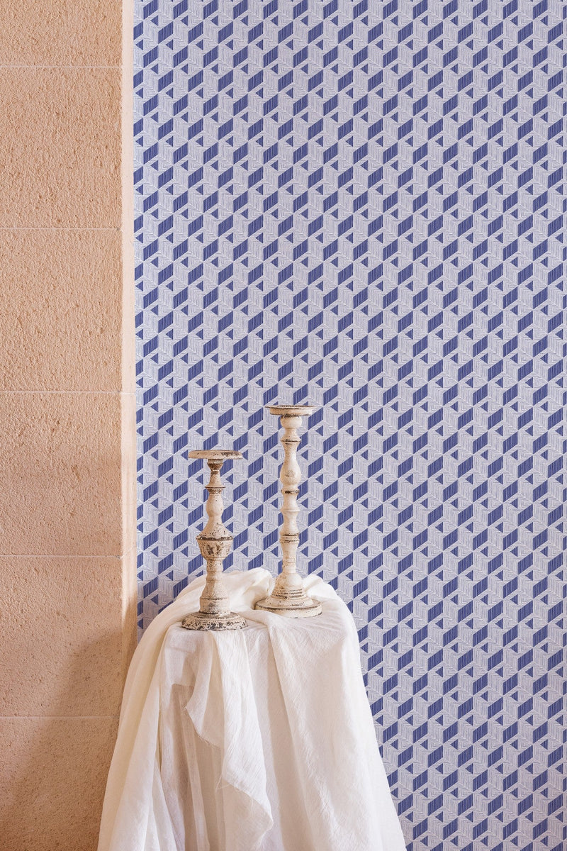 8400012 Inca Navy Mallorca Wallpaper by Coordonné