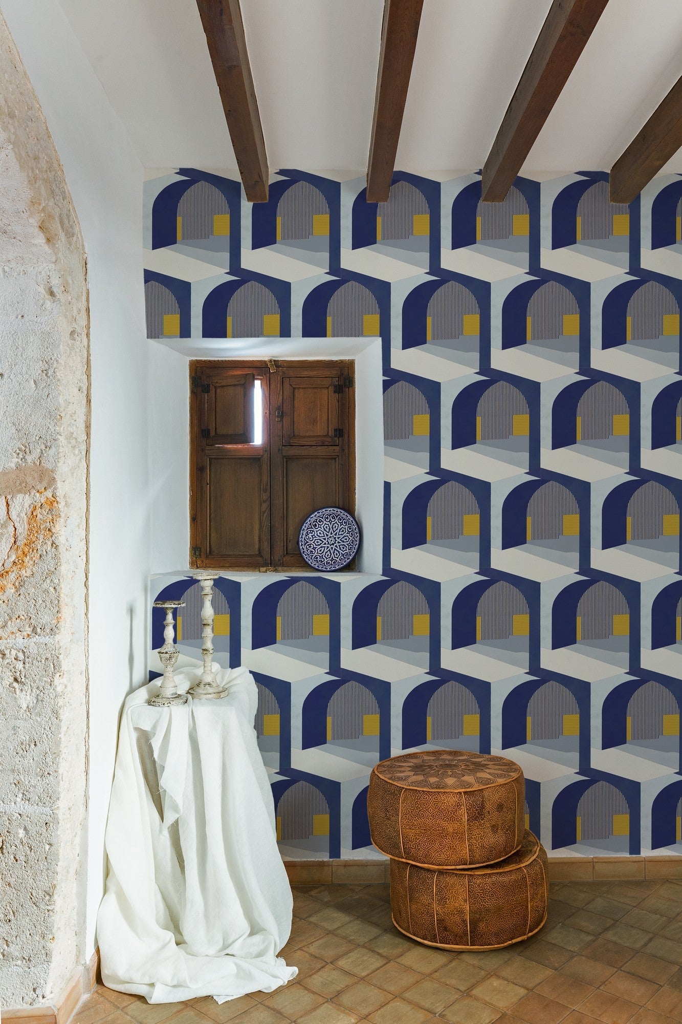 8400041 Soller Indigo Mallorca Wallpaper by Coordonné