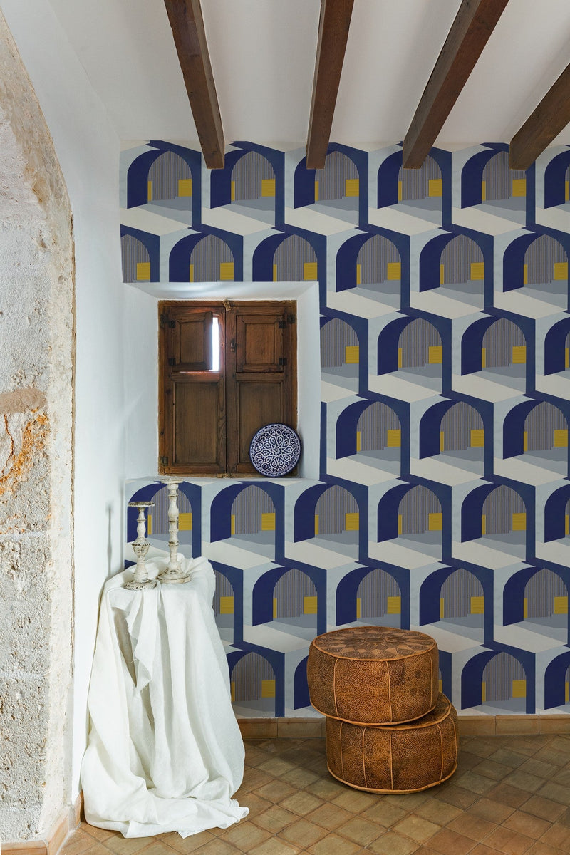 8400041 Soller Indigo Mallorca Wallpaper by Coordonné