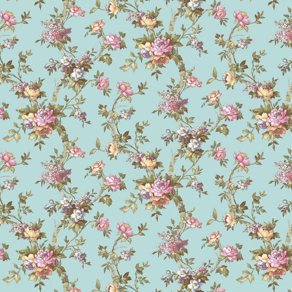 84002 Ramo Edra Cottage Chic Light Blue Wallpaper By Galerie