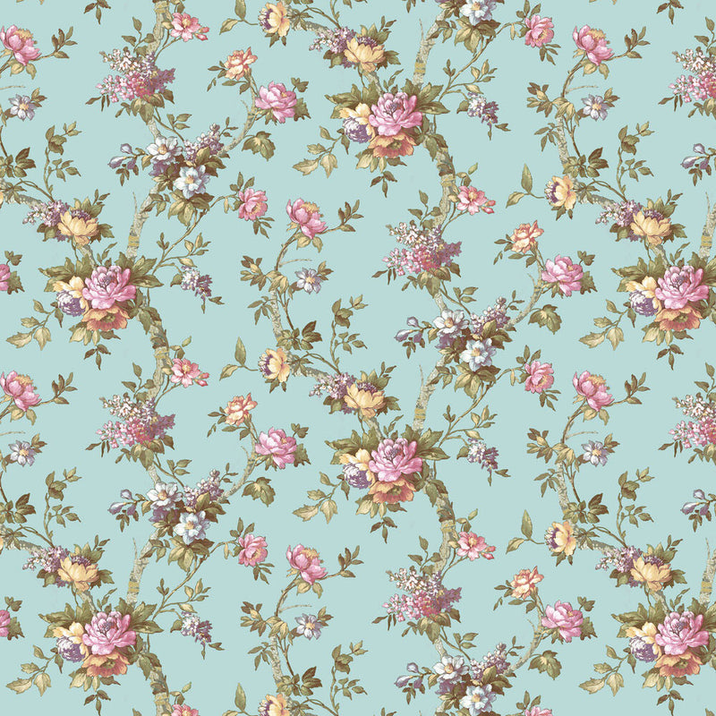 84002 Ramo Edra Cottage Chic Light Blue Wallpaper By Galerie