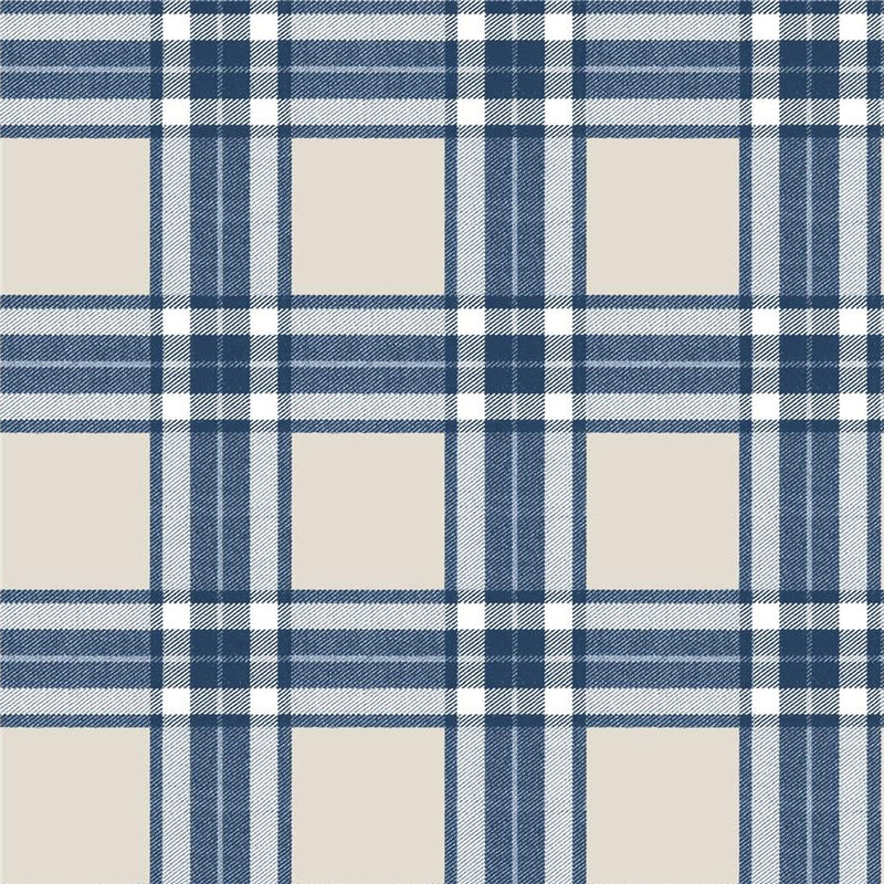 84058 Tartan Cottage Chic Blue Wallpaper By Galerie