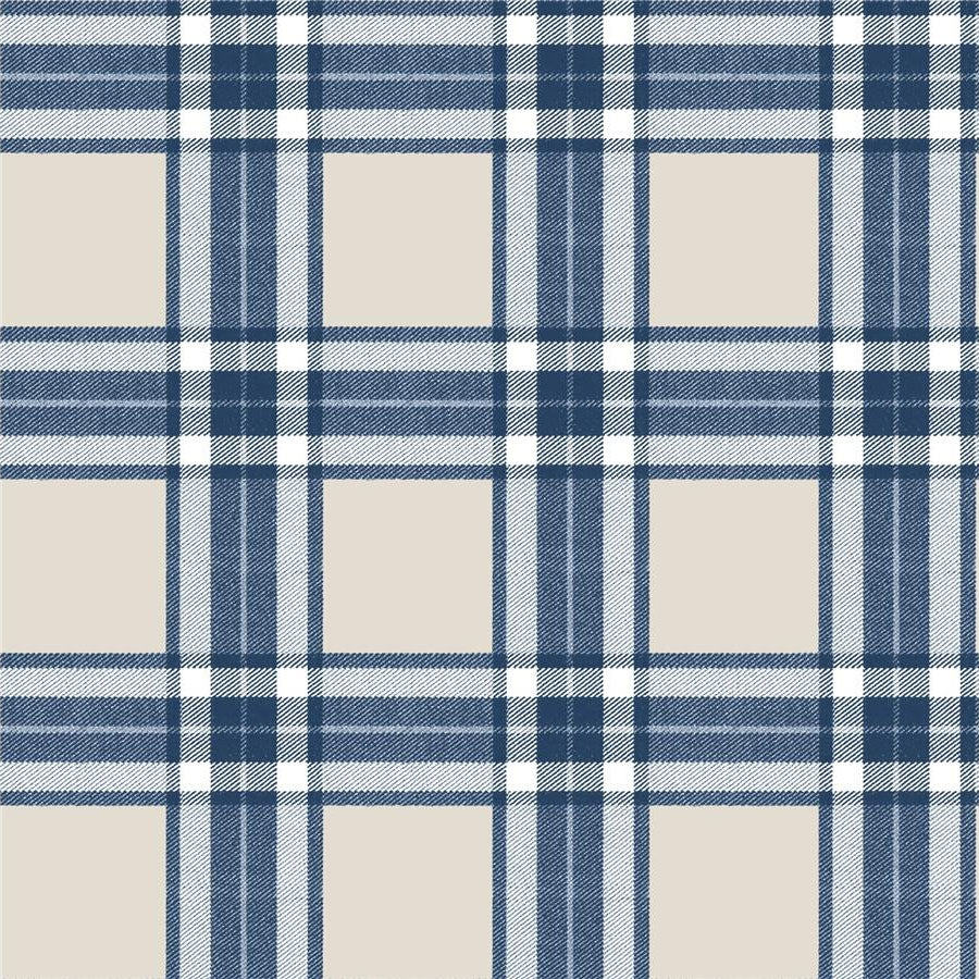 84058 Tartan Cottage Chic Blue Wallpaper By Galerie
