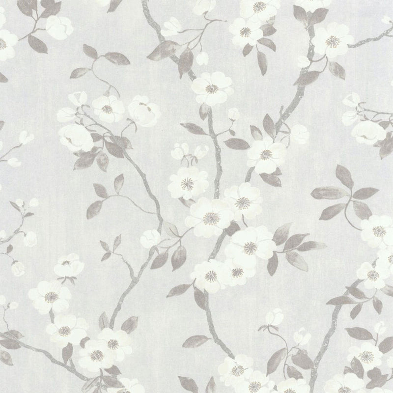 85399171 Spring Flower So White 4 Blanc / Gris Wallpaper by Casadeco