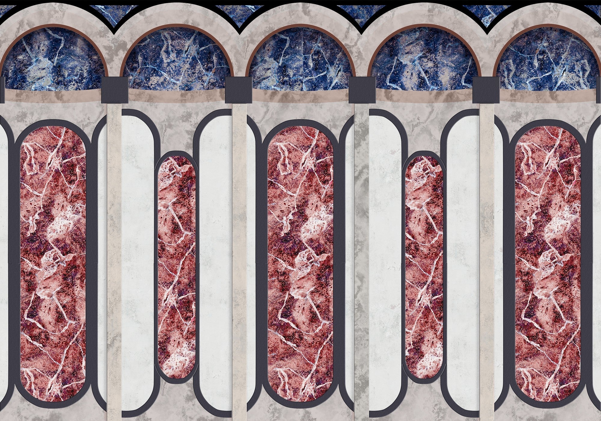8605001 Archs Ultramarine Mies Mural by Coordonné