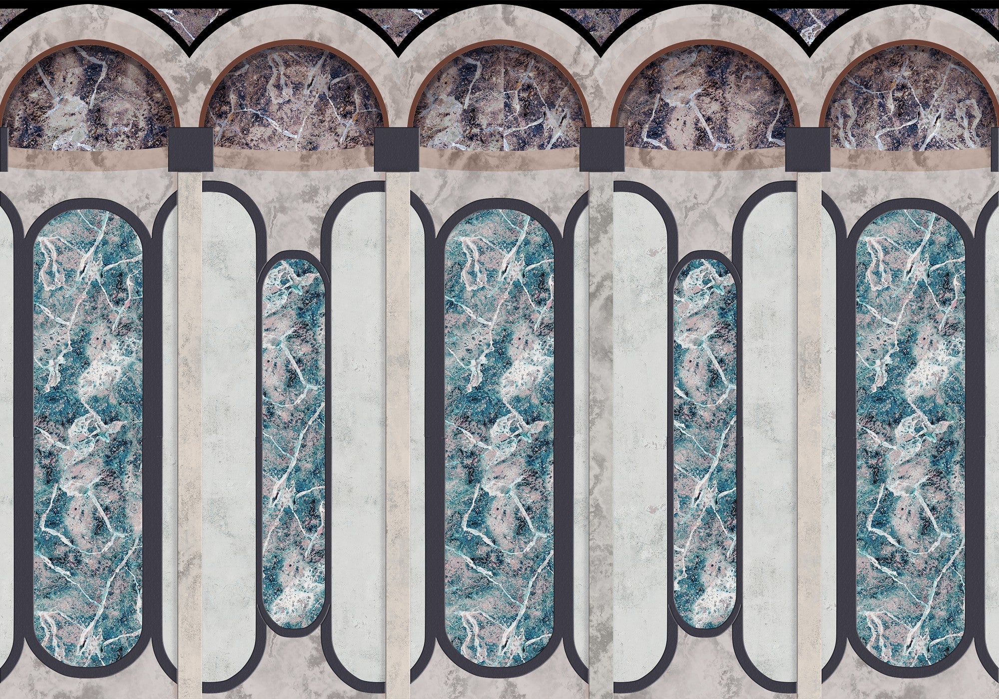 8605003 Archs Turquoise Mies Mural by Coordonné