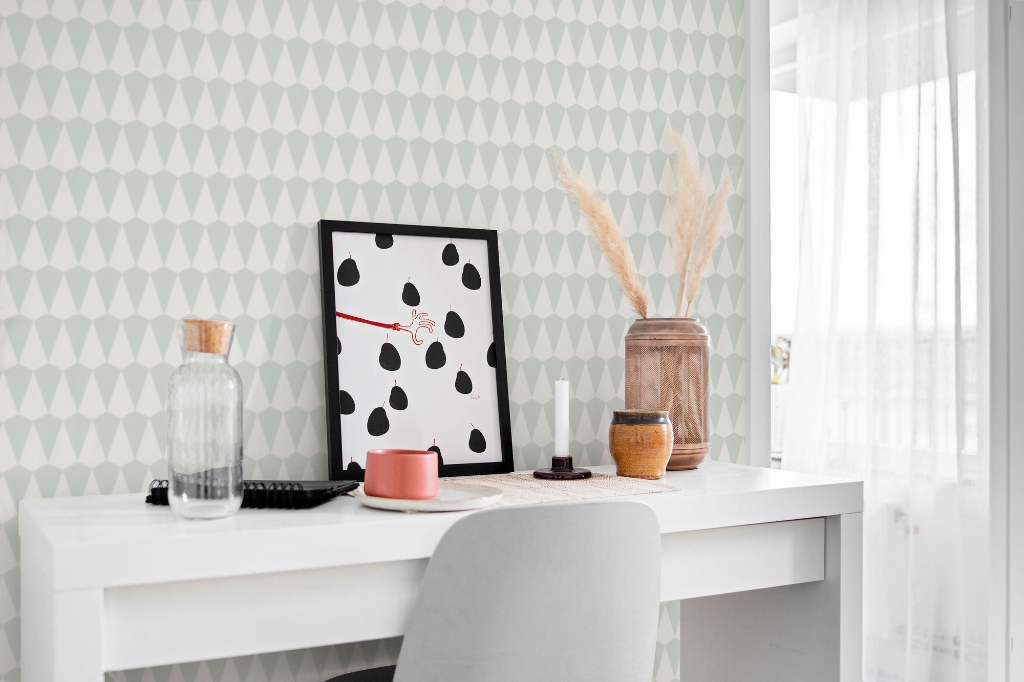 8614 Borosan 8614 Paper-based Light Green and White Borosan 21 Paper Wallpaper by Boråstapeter