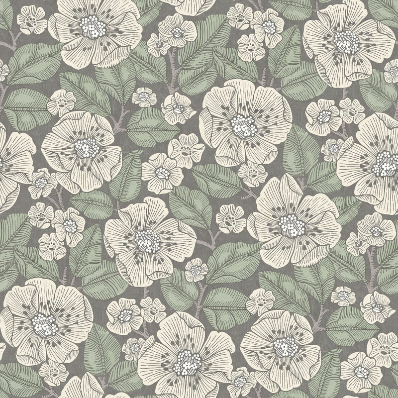 8618 Borosan 8618 Paper-based Dark Green and Beige Borosan 21 Paper Wallpaper by Boråstapeter