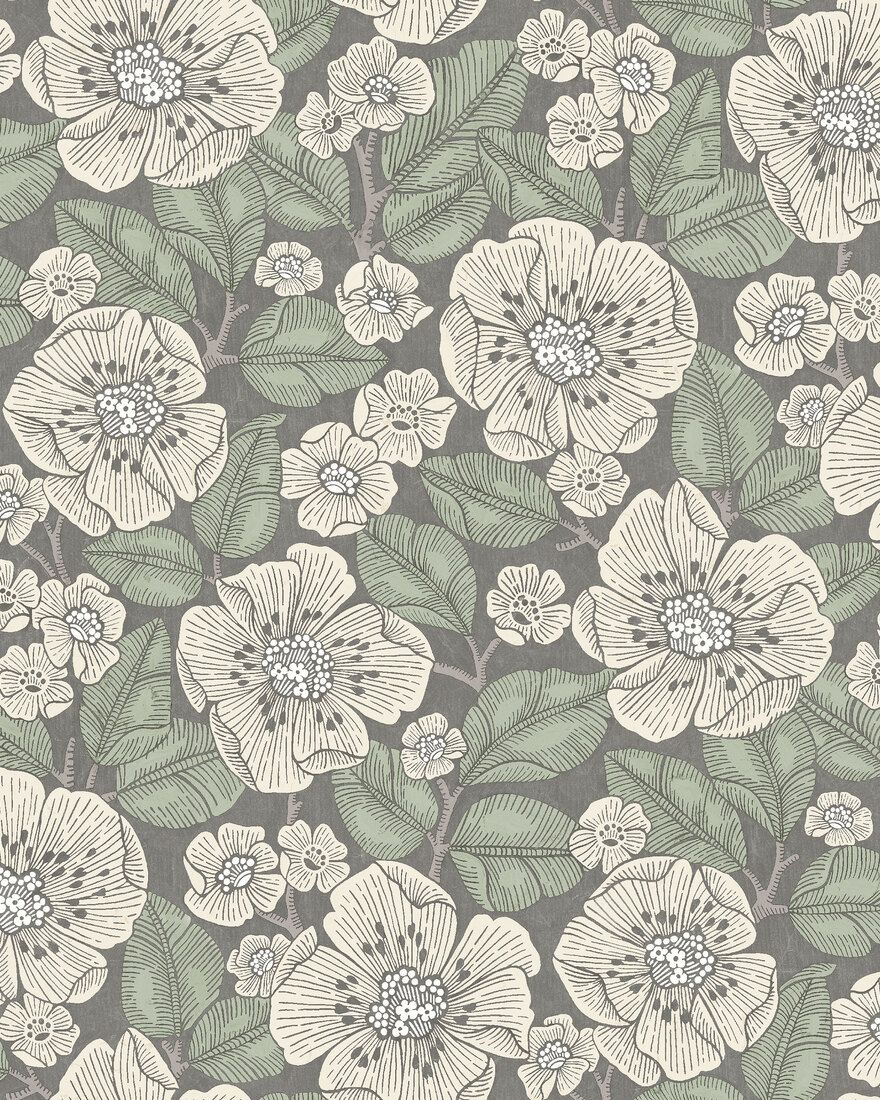 8618 Borosan 8618 Paper-based Dark Green and Beige Borosan 21 Paper Wallpaper by Boråstapeter