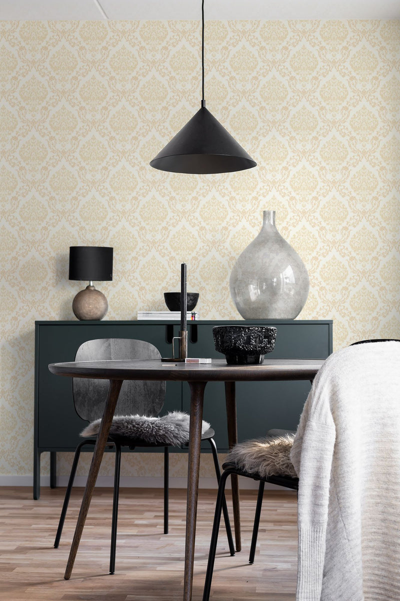 8621 Borosan 8621 Paper-based Light Yellow and White Borosan 21 Paper Wallpaper by Boråstapeter