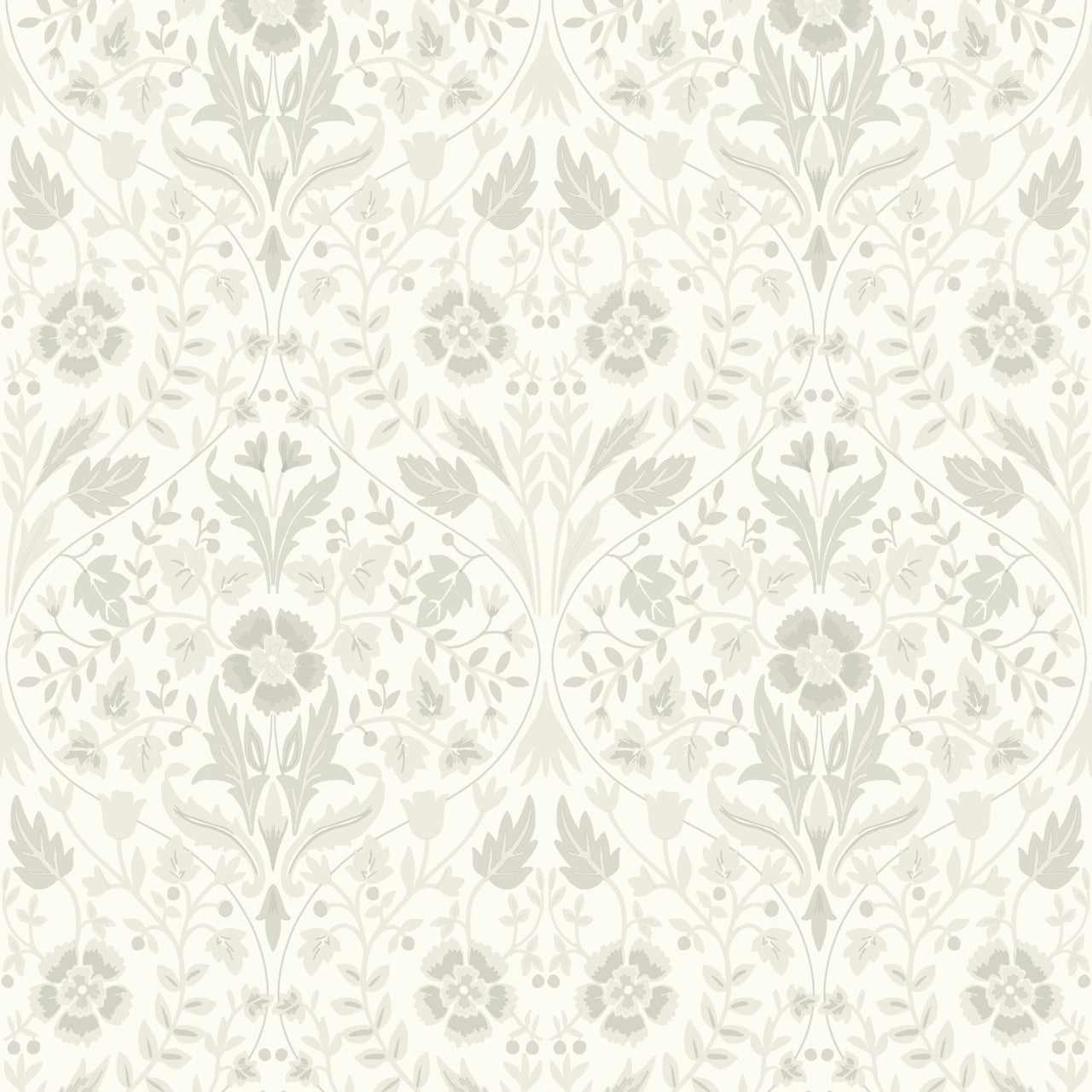 86330110 Archibald Arts and Crafts Blanc Ceruse Wallpaper by Casadeco
