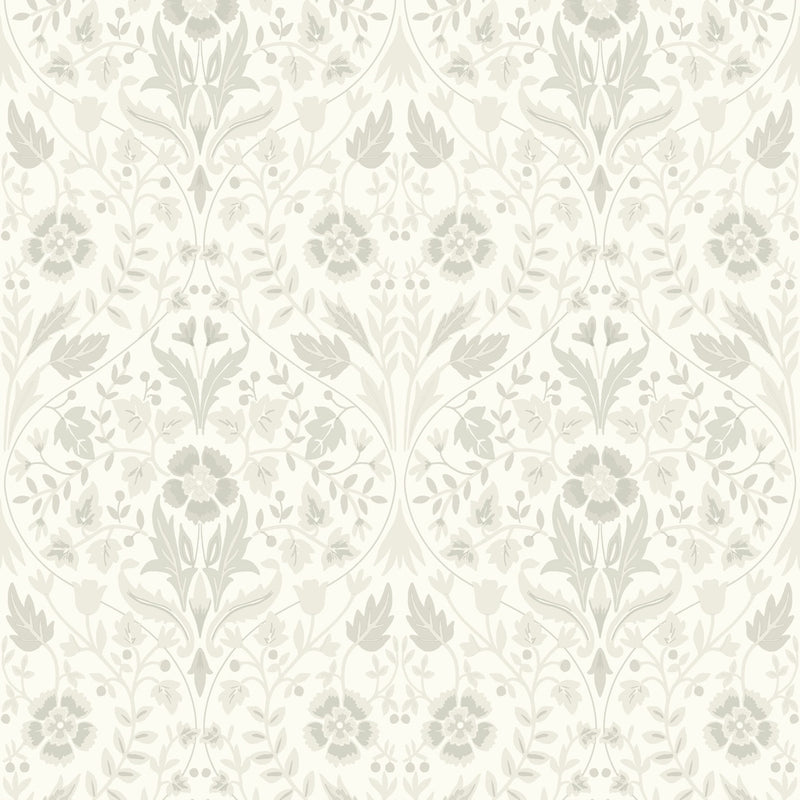86330110 Archibald Arts and Crafts Blanc Ceruse Wallpaper by Casadeco