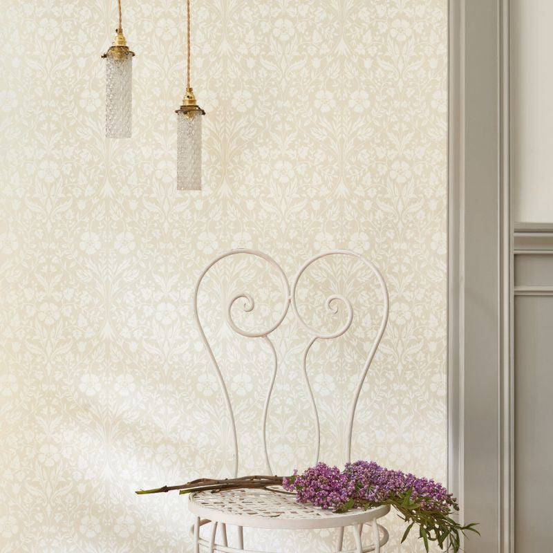 86331004 Archibald Arts and Crafts Beige Lin Wallpaper by Casadeco