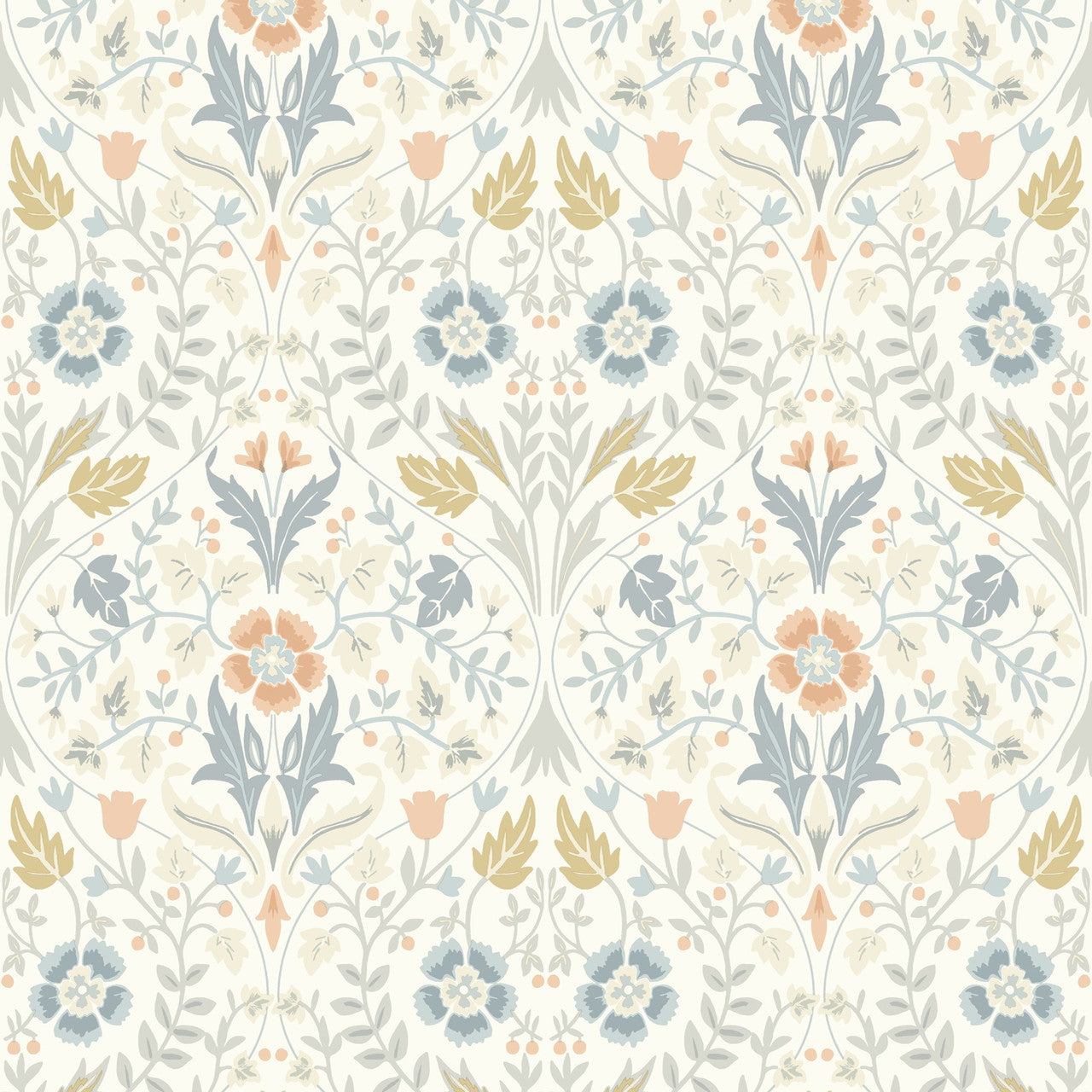 86336105 Archibald Arts and Crafts Bleu Givre Wallpaper by Casadeco