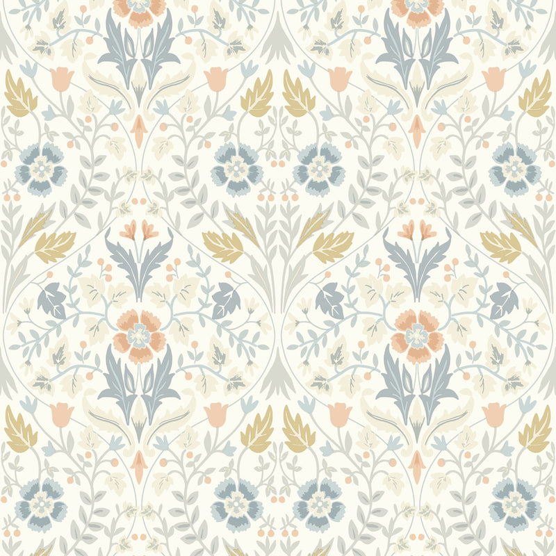 86336105 Archibald Arts and Crafts Bleu Givre Wallpaper by Casadeco