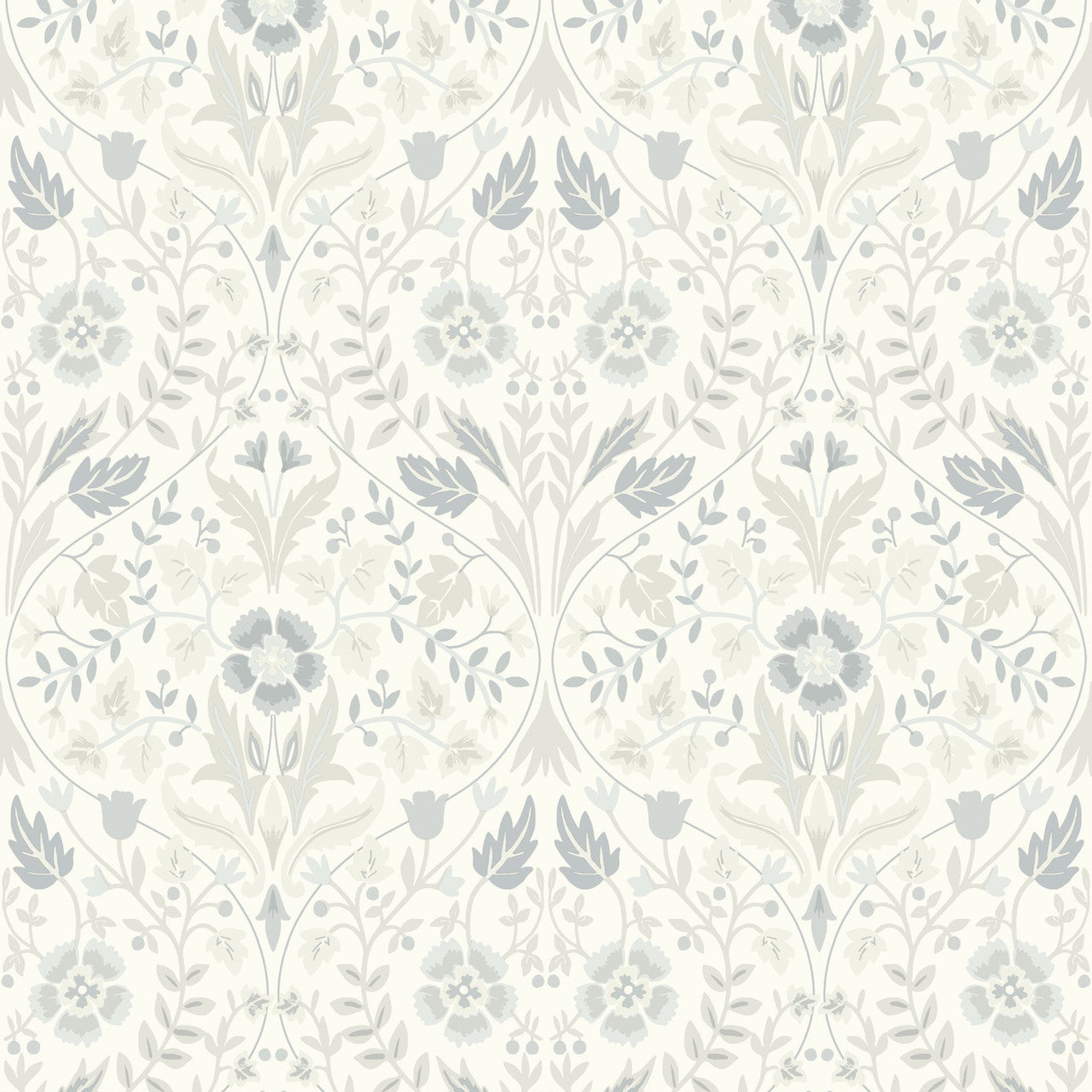 86339102 Archibald Arts and Crafts Gris Givre Wallpaper by Casadeco