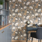 86341424 Isabella Arts and Crafts Taupe Fonce Wallpaper by Casadeco