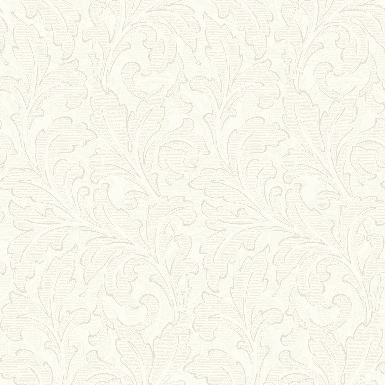 86360105 Acanthe Arts and Crafts Blanc Ceruse Wallpaper by Casadeco
