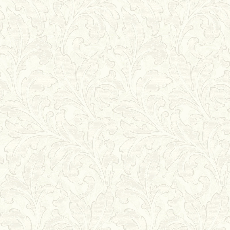 86360105 Acanthe Arts and Crafts Blanc Ceruse Wallpaper by Casadeco