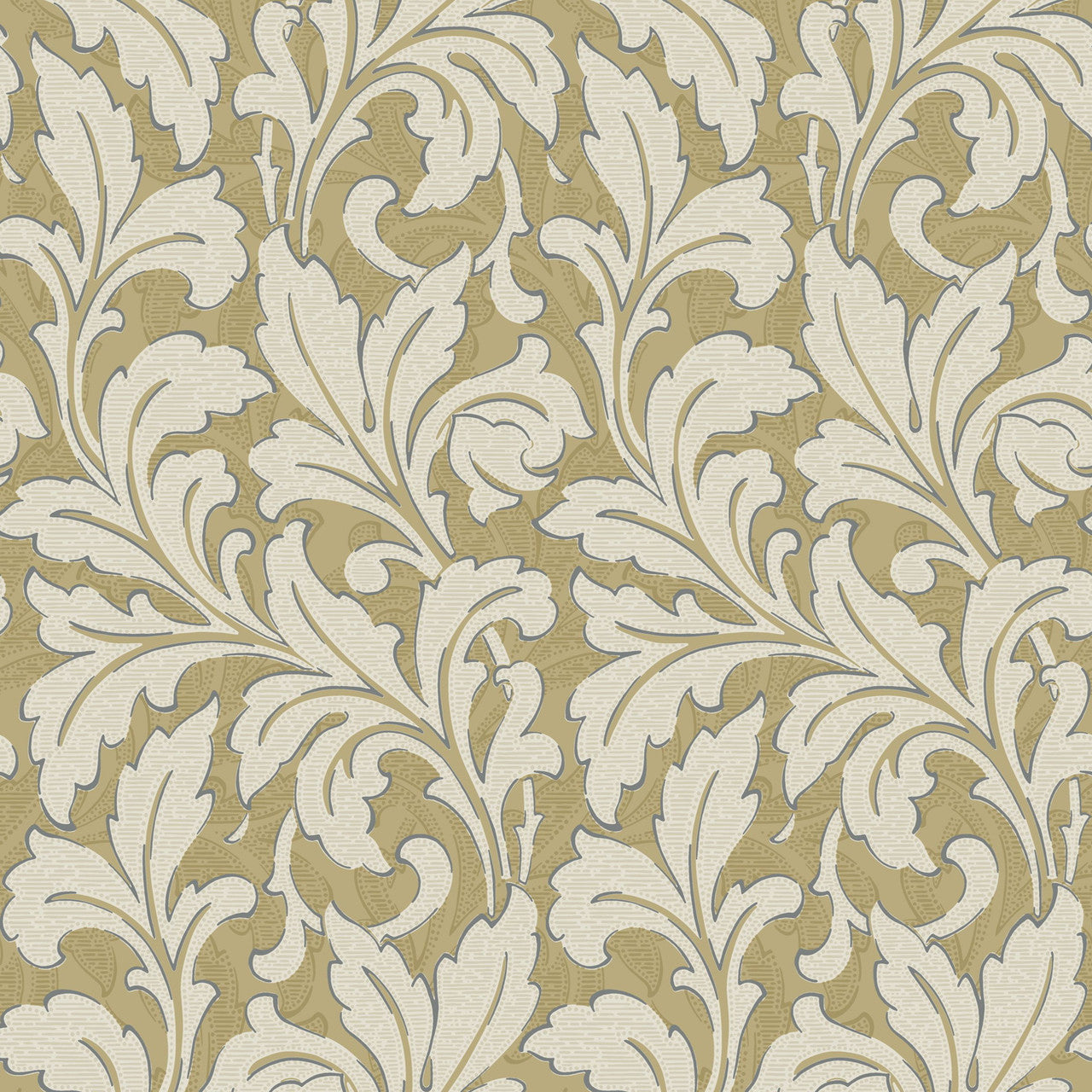 86361206 Acanthe Arts and Crafts Beige Camel Wallpaper by Casadeco