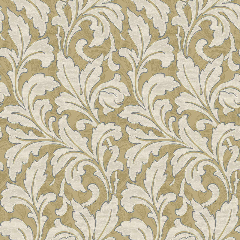 86361206 Acanthe Arts and Crafts Beige Camel Wallpaper by Casadeco