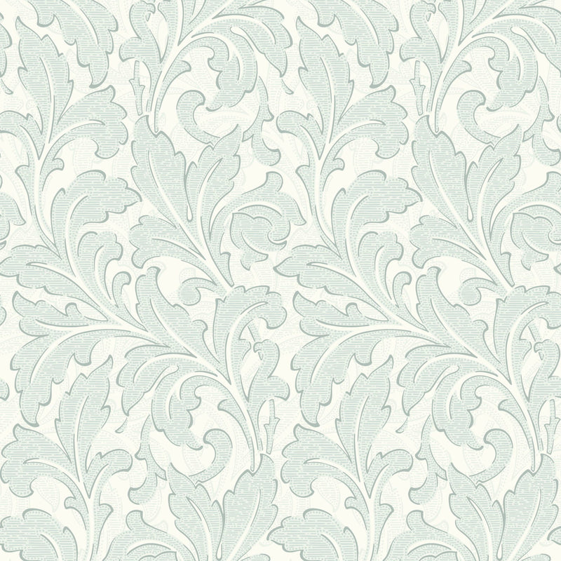 86366103 Acanthe Arts and Crafts Bleu Nuage Wallpaper by Casadeco