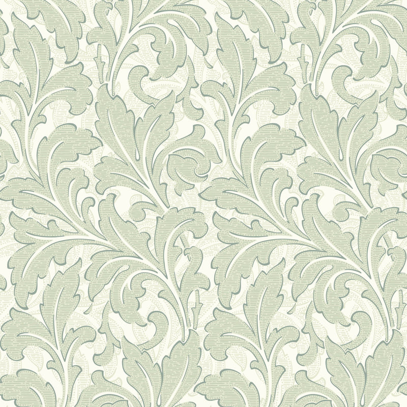 86367114 Acanthe Arts and Crafts Vert Amande Wallpaper by Casadeco
