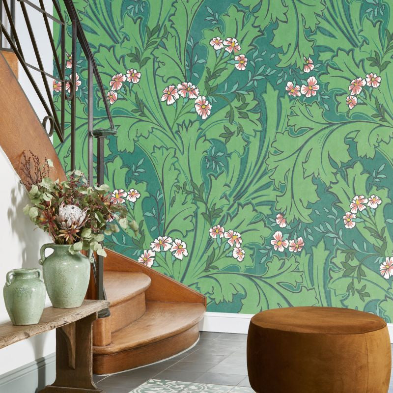 86397687 Mollis Arts and Crafts Vert Prairie Wallpaper by Casadeco