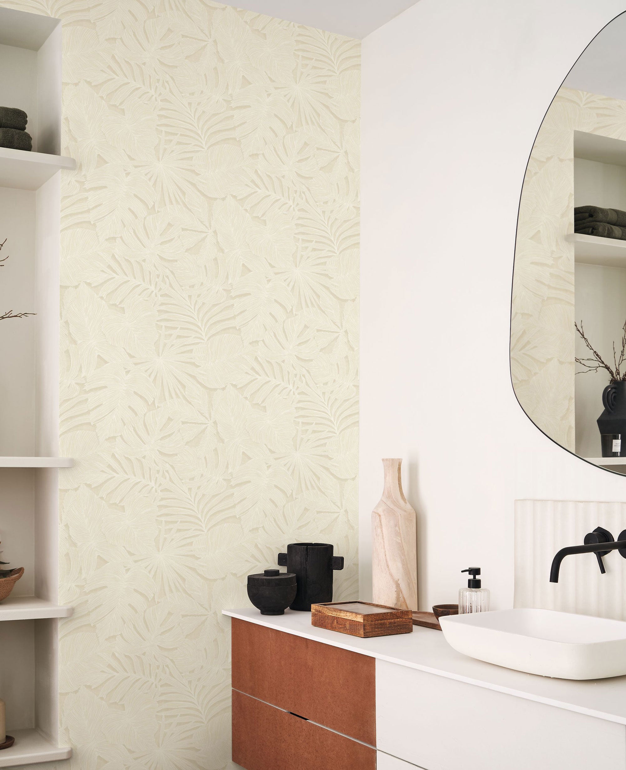86431188 Granada Beige Creme Vegetals Wallpaper by Casadeco
