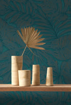 86436444 Granada Bleu Canard Vegetals Wallpaper by Casadeco