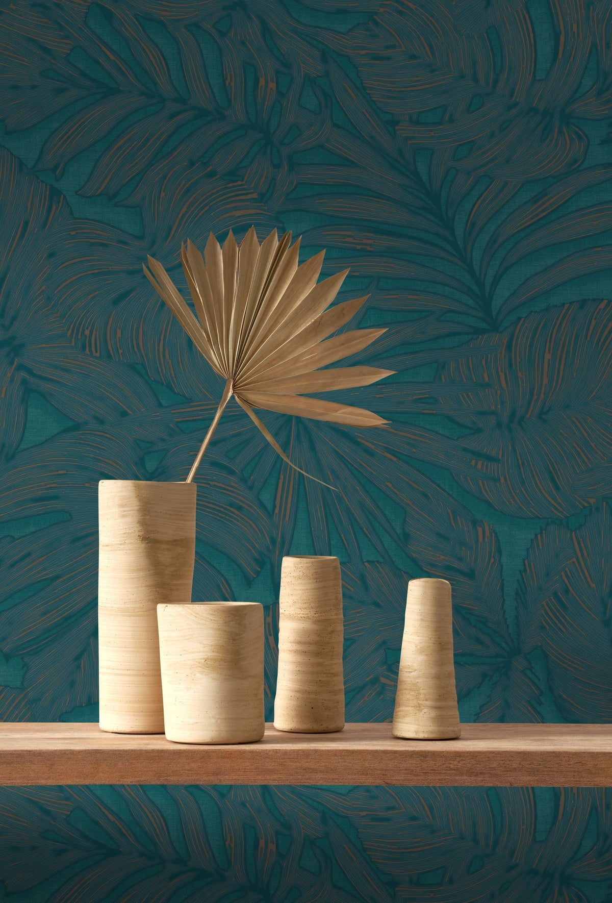 86436444 Granada Bleu Canard Vegetals Wallpaper by Casadeco