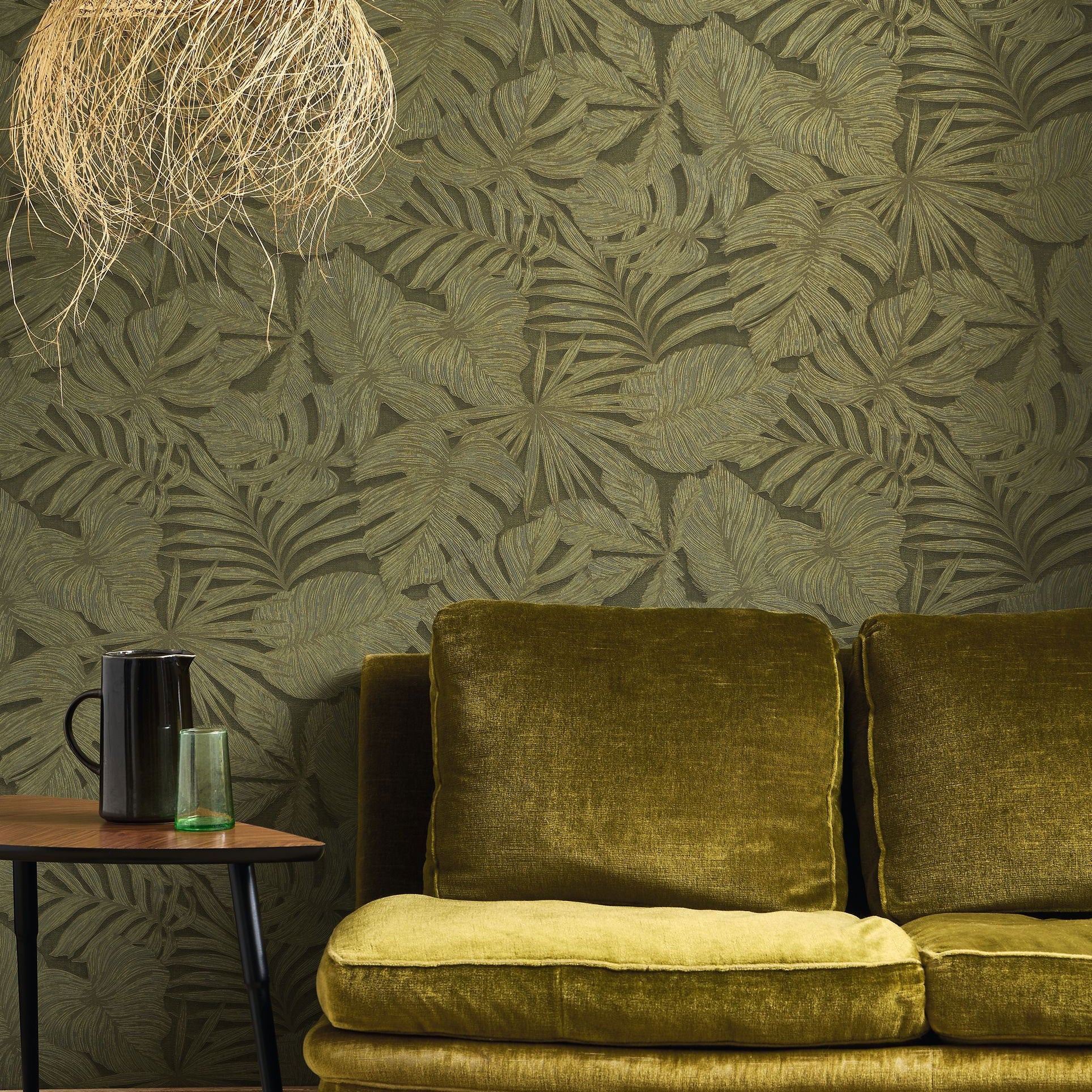 86437887 Granada Vert Kaki Vegetals Wallpaper by Casadeco