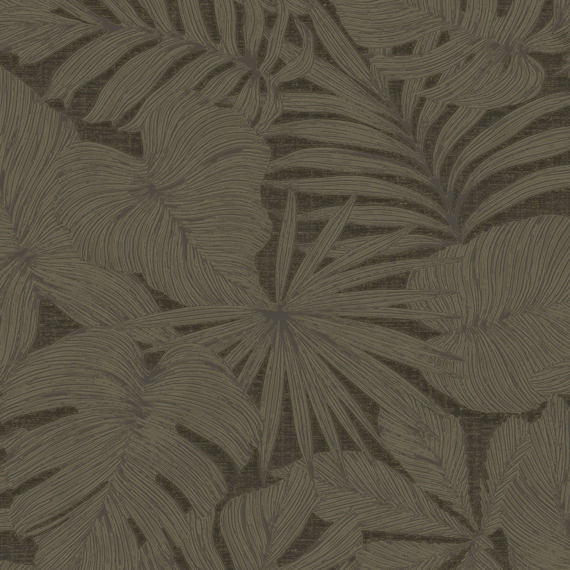 86439505 Granada Noir Fusain Vegetals Wallpaper by Casadeco