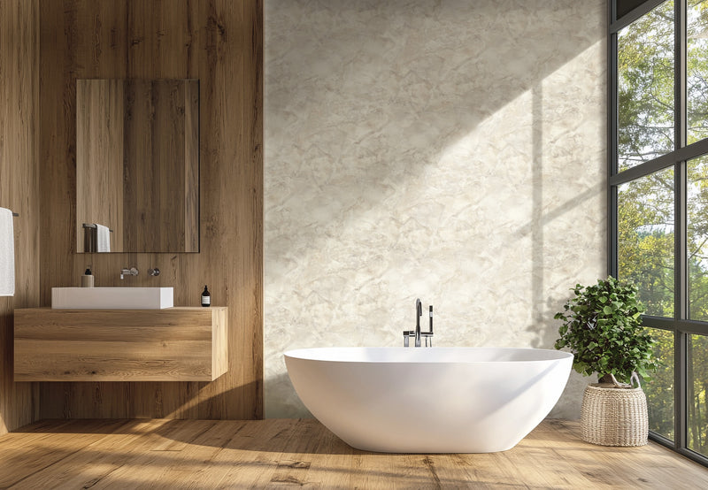 86647 Aurora Marble Polished Bone Carrara 4 Wallpaper by Today Interiors - Roomshot
