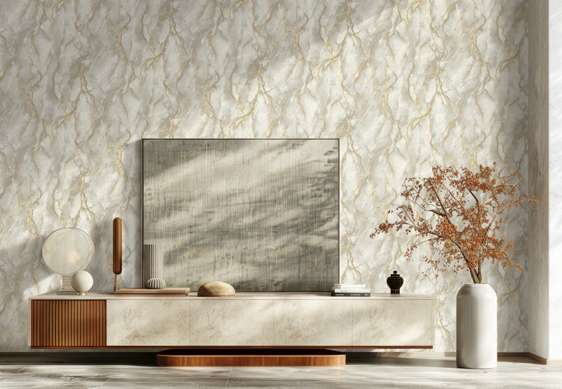 86661 Tonitrus Gilded Stone Carrara 4 Wallpaper by Today Interiors - Roomshot