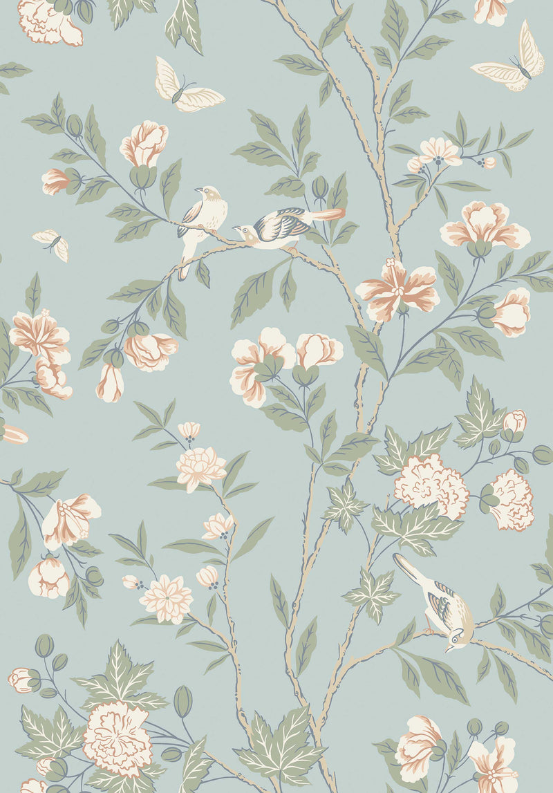 Sophia Magdalena Blue Herrgård Wallpaper by Boråstapeter