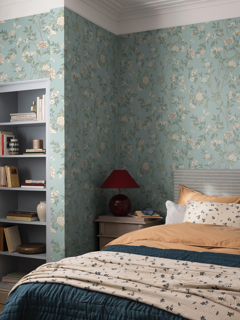 Sophia Magdalena Blue Herrgård Wallpaper by Boråstapeter
