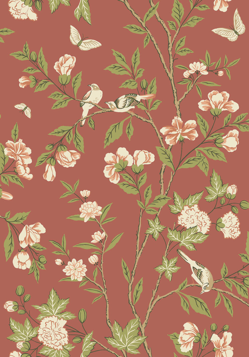 Sophia Magdalena Red Herrgård Wallpaper by Boråstapeter