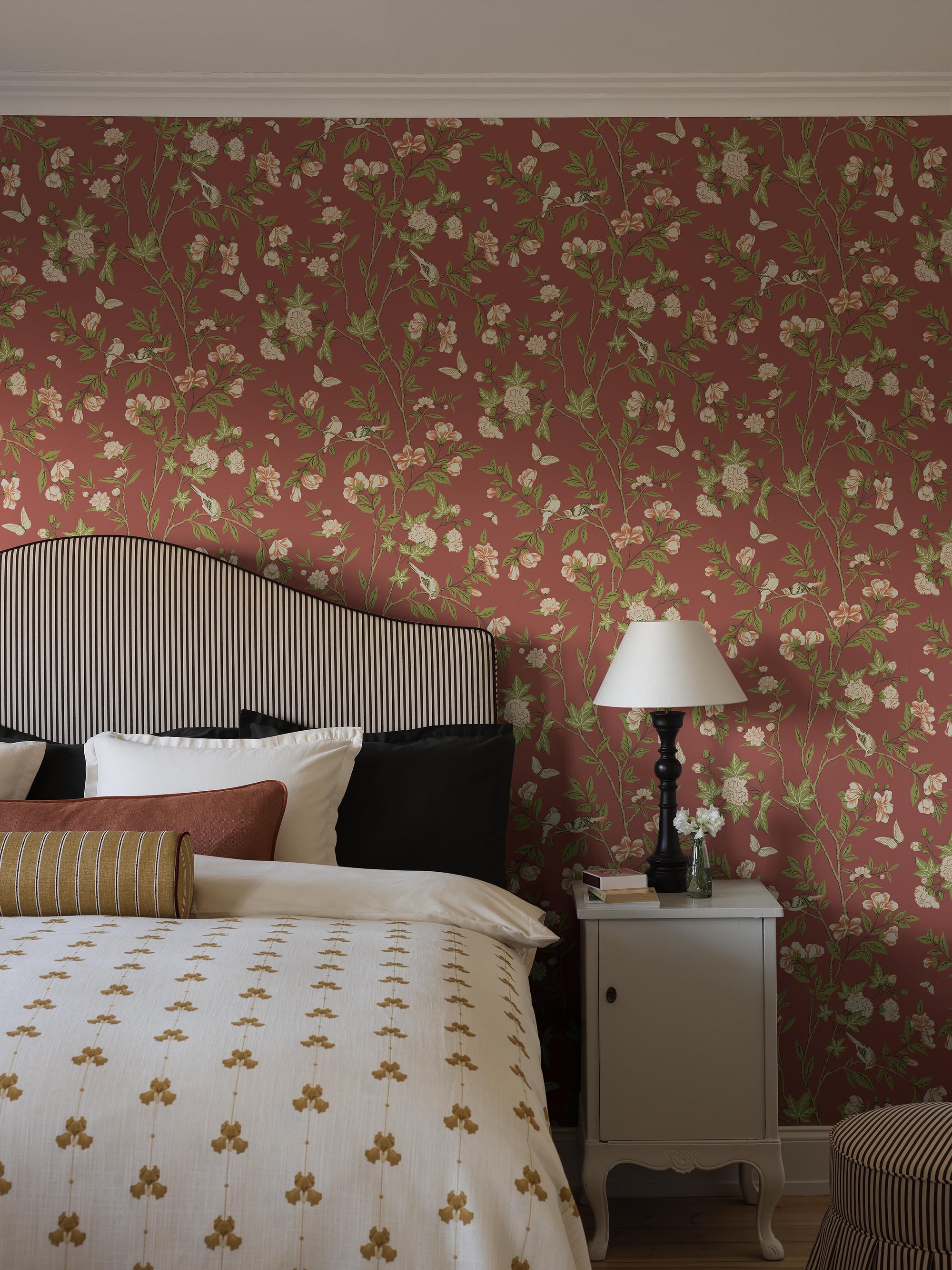 Sophia Magdalena Red Herrgård Wallpaper by Boråstapeter