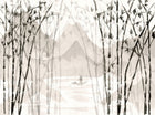 8706800 Bamboo Black Sakura Mural by Coordonné