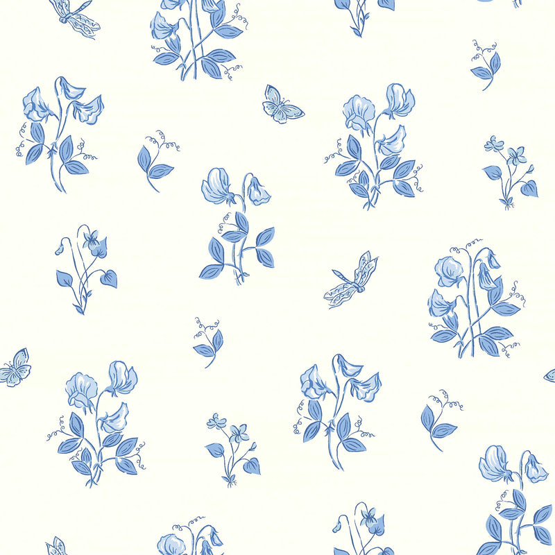 Luktärt Blue Herrgård Wallpaper by Boråstapeter