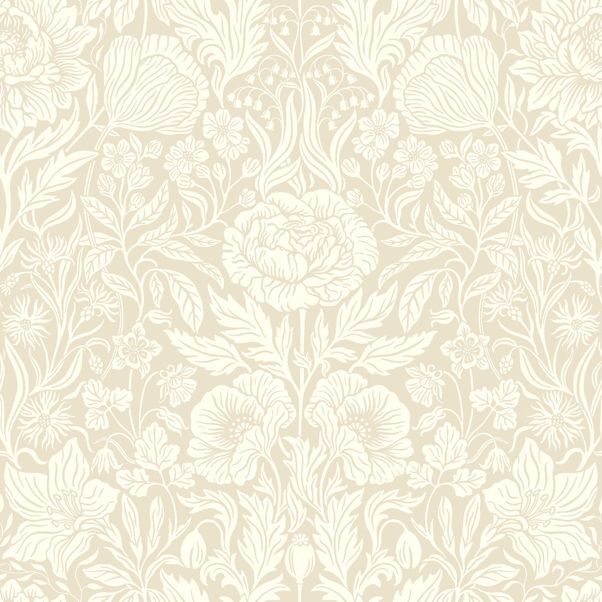 Hildasholm Beige Herrgård Wallpaper by Boråstapeter