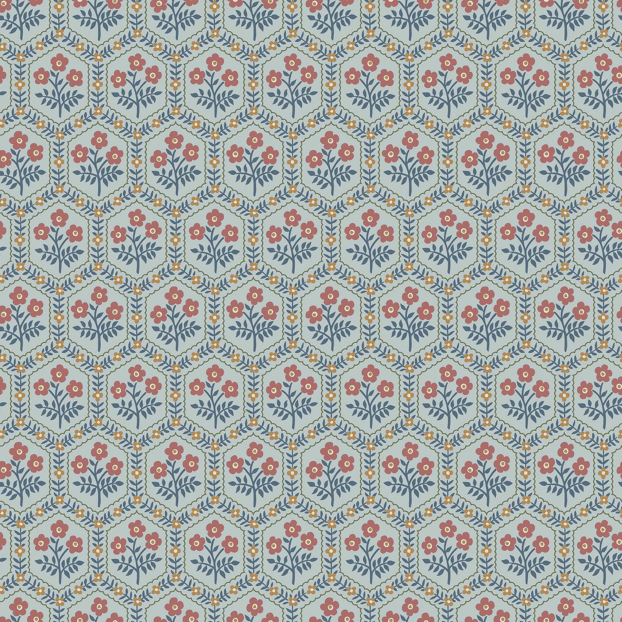 Cecilia Blue Herrgård Wallpaper by Boråstapeter
