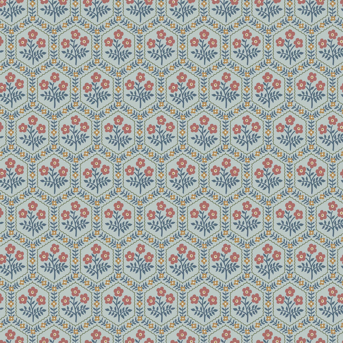 Cecilia Blue Herrgård Wallpaper by Boråstapeter