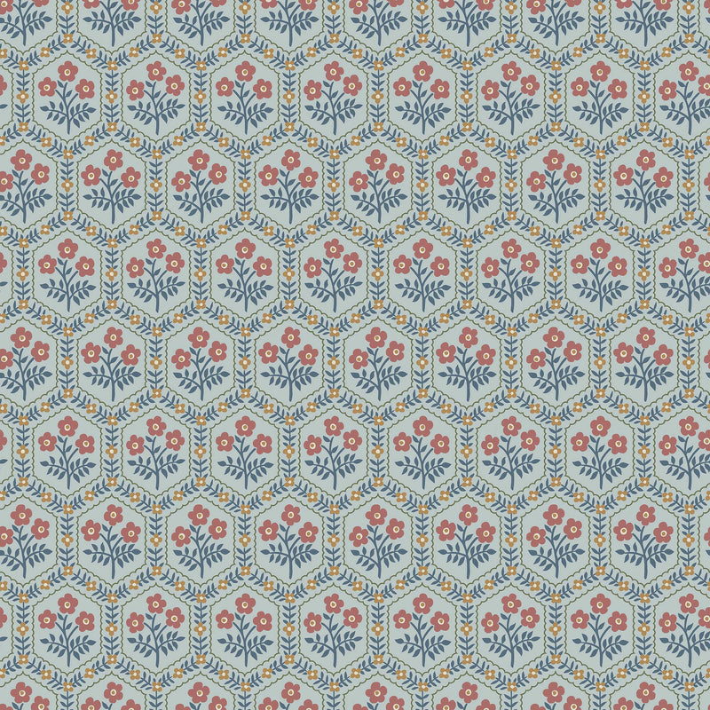 Cecilia Blue Herrgård Wallpaper by Boråstapeter