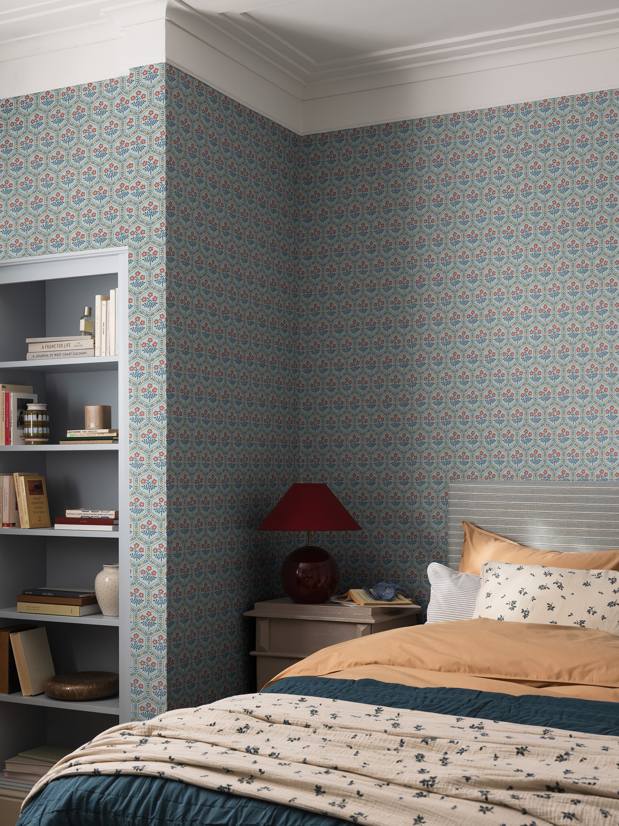 Cecilia Blue Herrgård Wallpaper by Boråstapeter